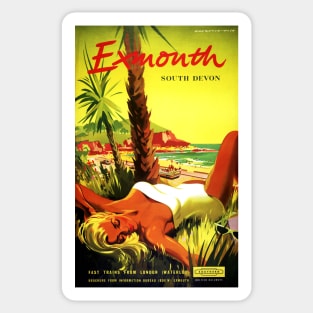 Vintage Travel Poster England Exmouth South Devon Sticker